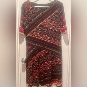 Roni Nicole Brown Geometric Patterned Sweater dress Size 14